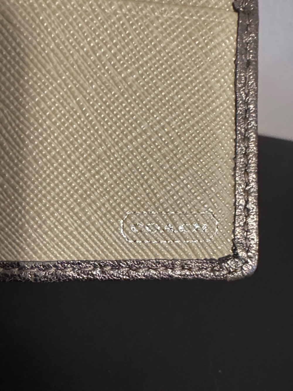 Coach Metallic Silver and Khaki Signature Continental Wallet - Picture 10 of 13